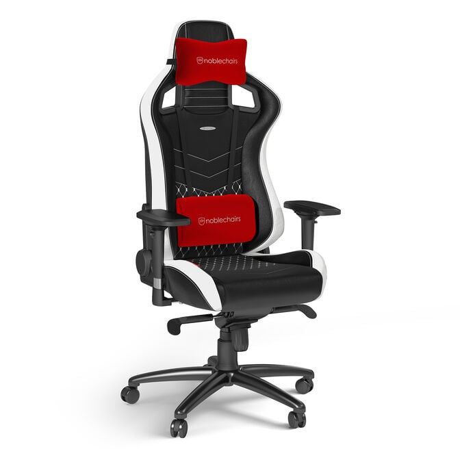 noblechairs EPIC Real Leather Gaming Chair Black/White/Red image number 5