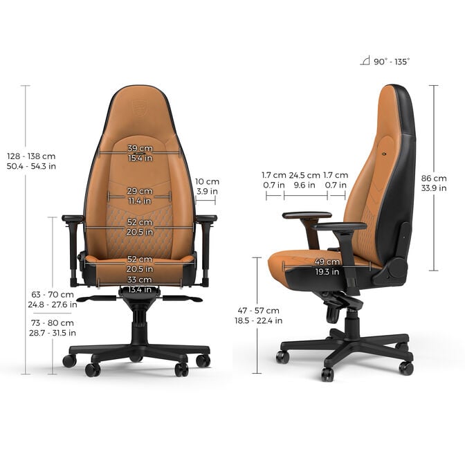 noblechairs ICON Real Leather Gaming Chair Cognac image number 4